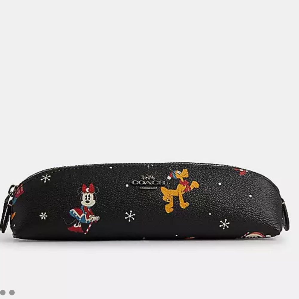 Disney X Coach Limited Edition Graphic Pencil Case With Holiday Print.